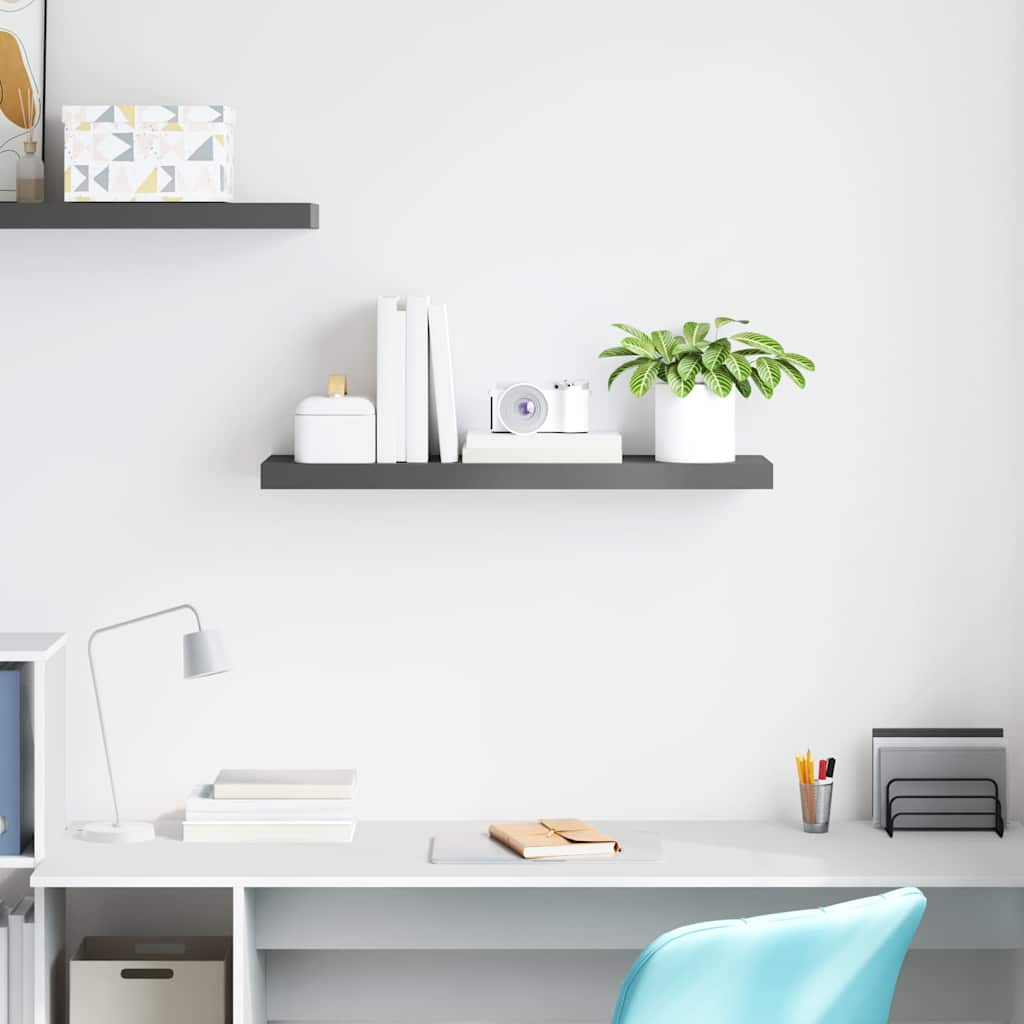 Vidaxl wandschap zwevend 80x23,5x3,8 cm mdf hoogglans grijs