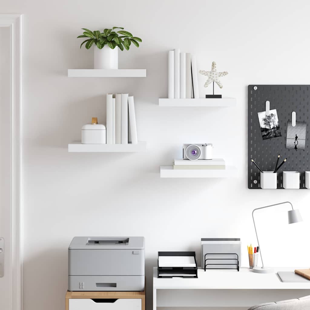 Vidaxl wandschappen zwevend 4 st 40x23x3,8 cm mdf wit