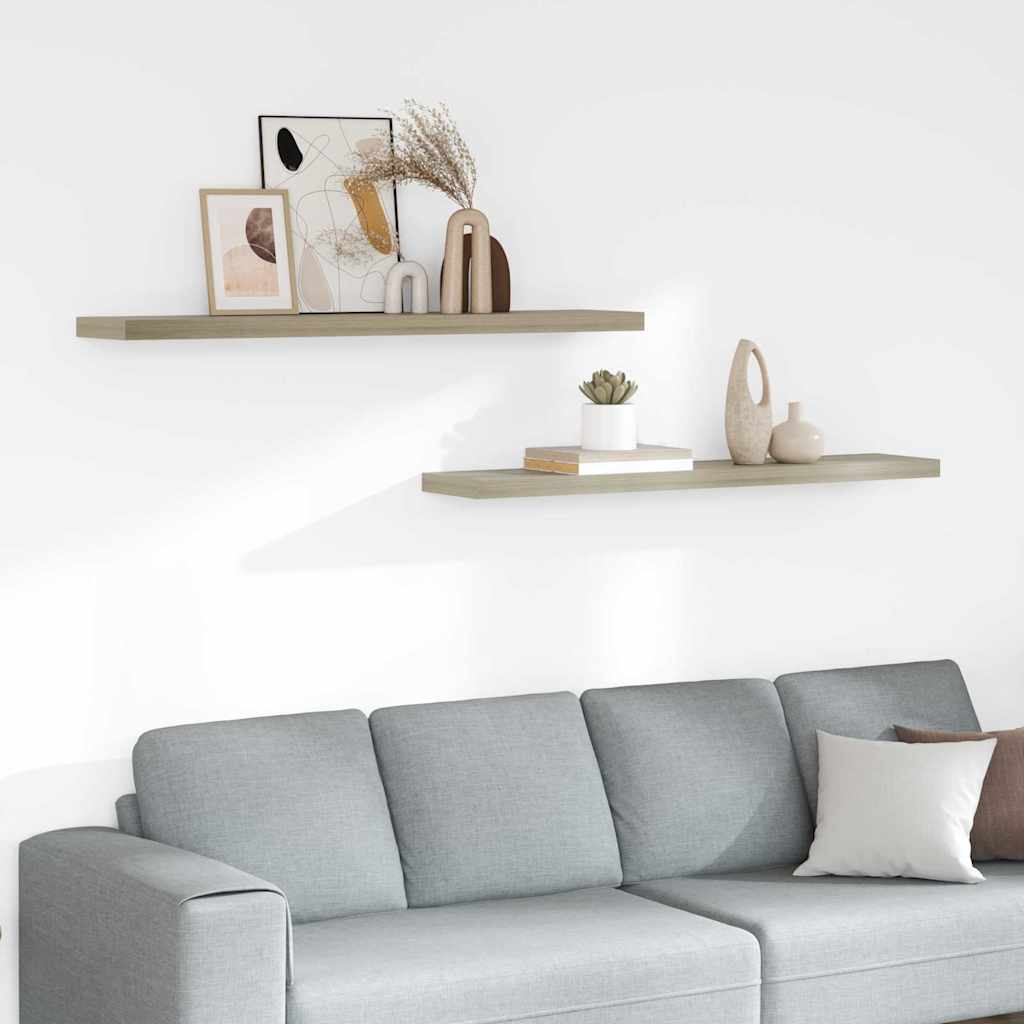 Vidaxl wandschappen zwevend 2 st 120x23,5x3,8 cm mdf eikenkleurig