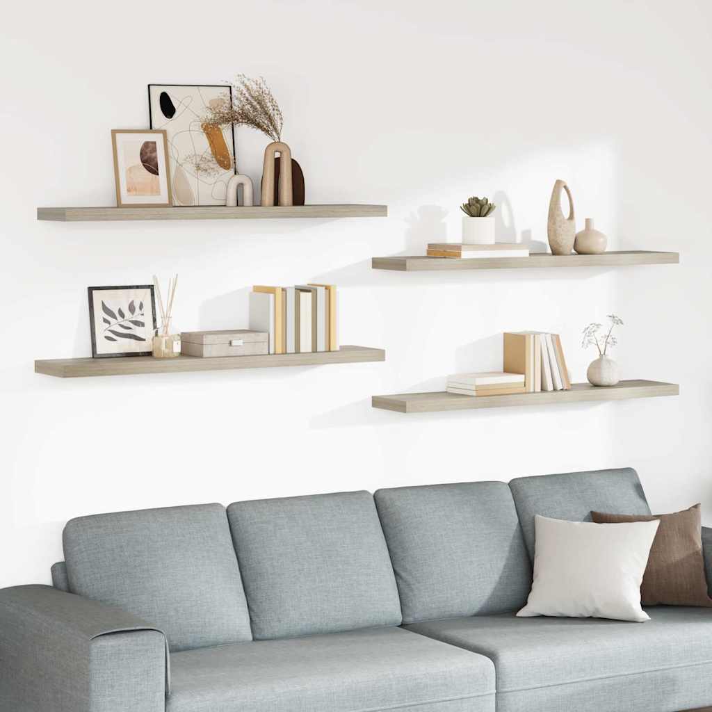 Vidaxl wandschappen zwevend 4 st 120x23,5x3,8 cm mdf eikenkleurig
