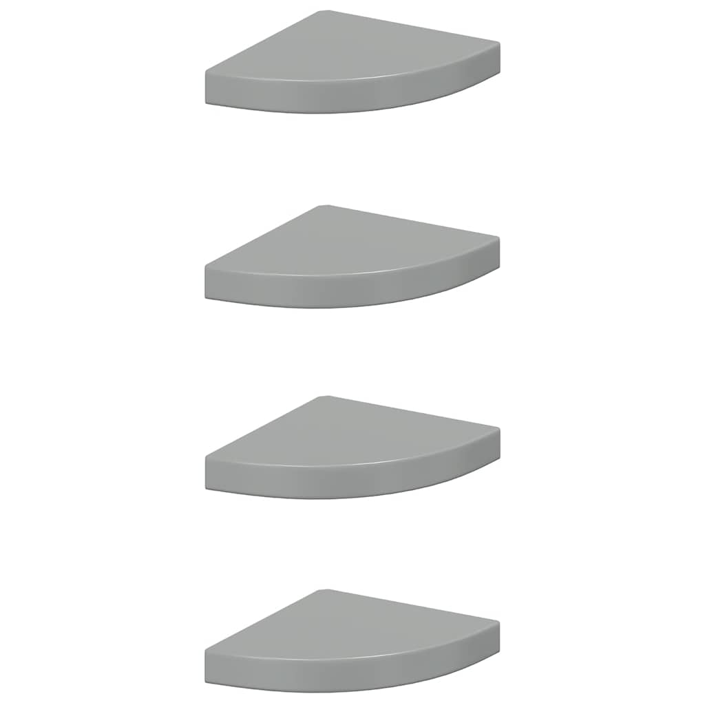 Vidaxl hoekschappen zwevend 4 st 25x25x3,8 cm mdf hoogglans grijs