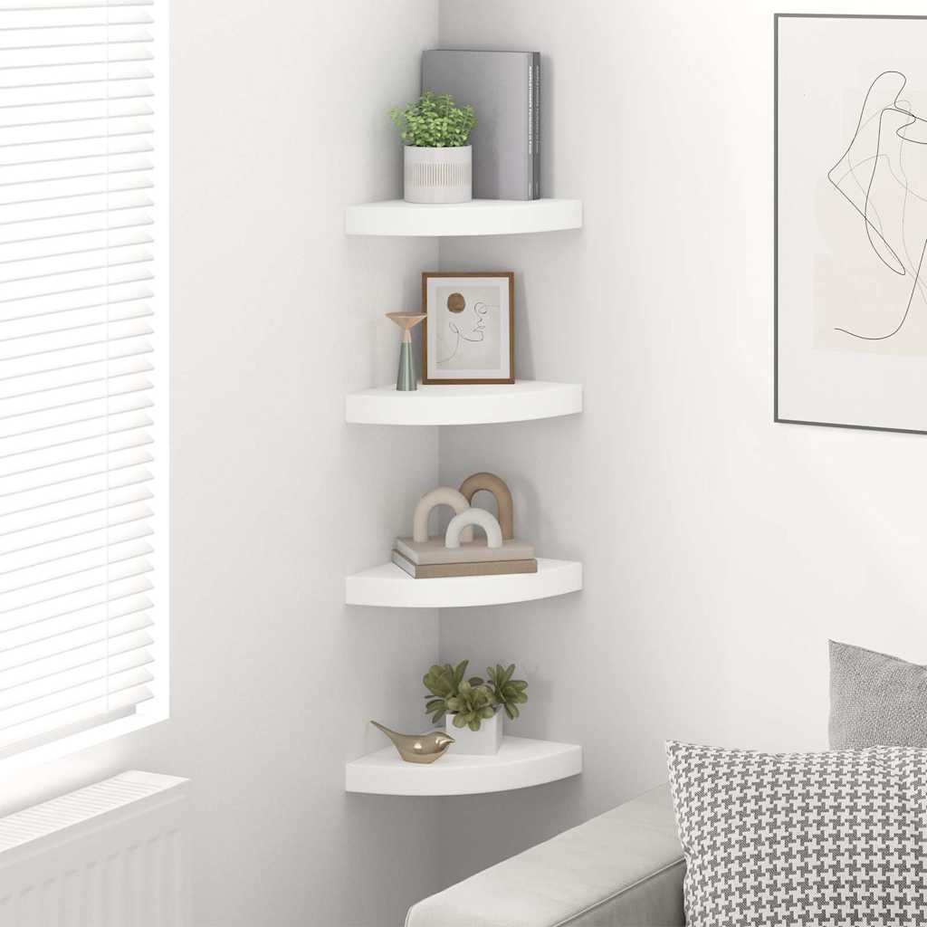Vidaxl hoekschappen zwevend 4 st 25x25x3,8 cm mdf wit