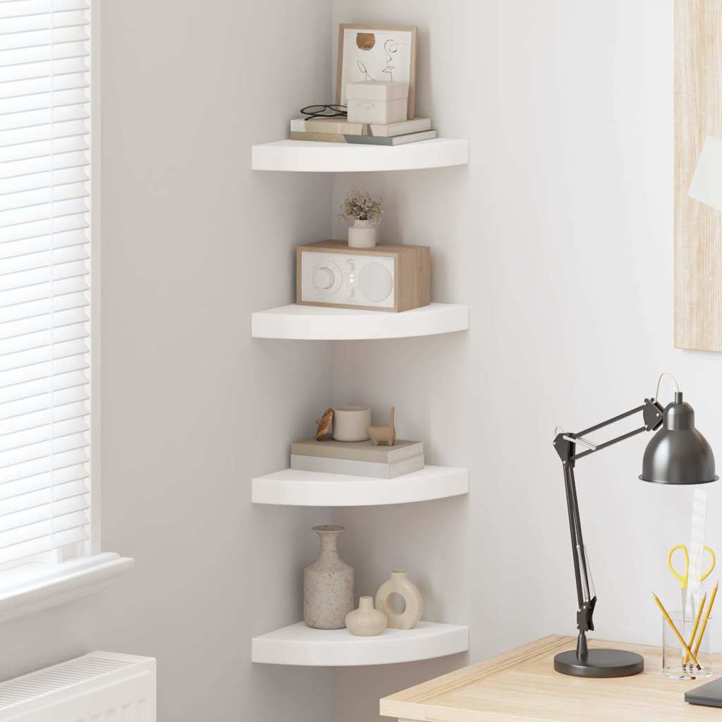 Vidaxl hoekschappen zwevend 4 st 25x25x3,8 cm mdf wit