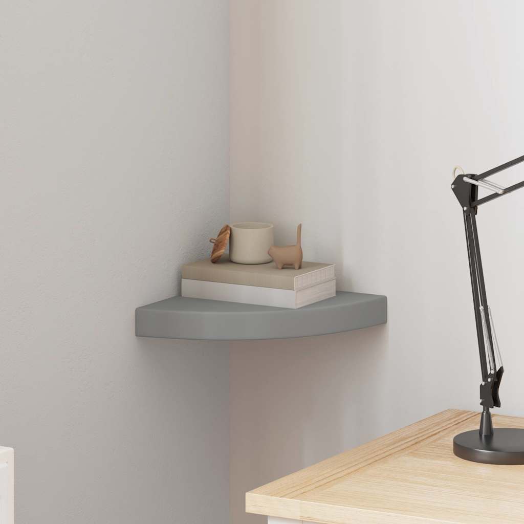 Vidaxl hoekschap zwevend 25x25x3,8 cm mdf grijs