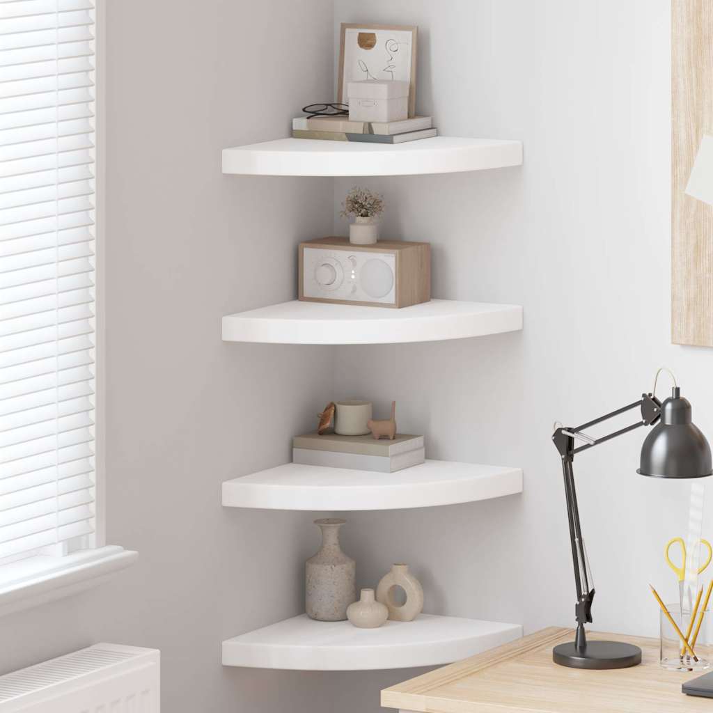 Vidaxl hoekschappen zwevend 4 st 35x35x3,8 cm mdf wit