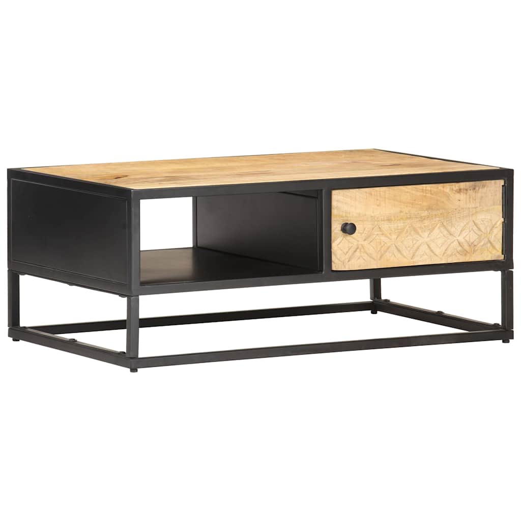Vidaxl salontafel met bewerkte deur 90x55x36 cm ruw mangohout