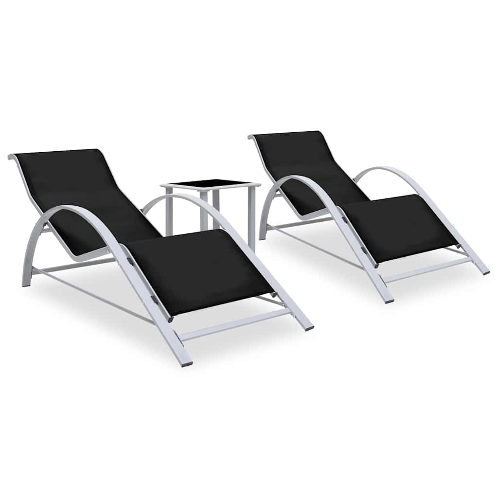 Vidaxl ligbedden 2 st met tafel aluminium zwart