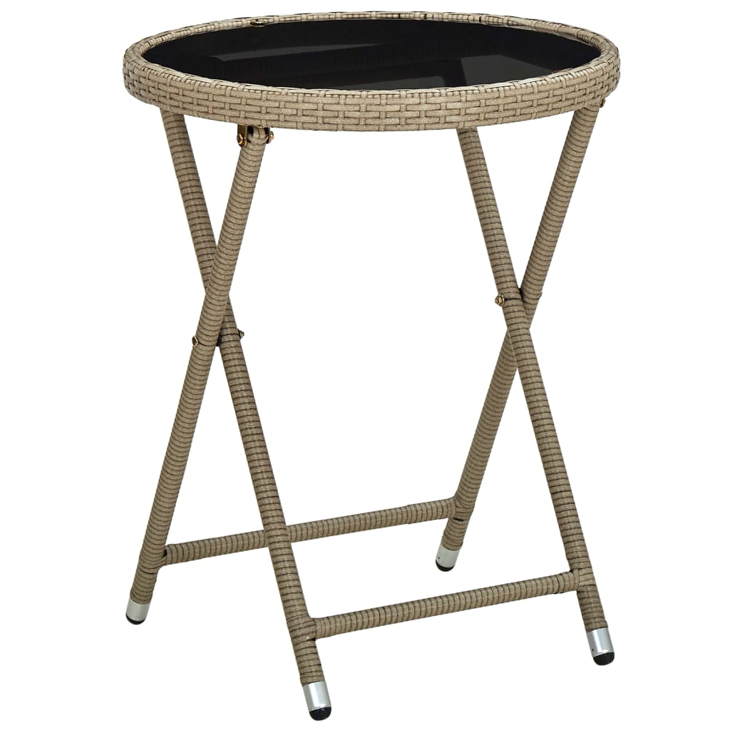 Vidaxl salontafel 60 cm poly rattan en gehard glas beige