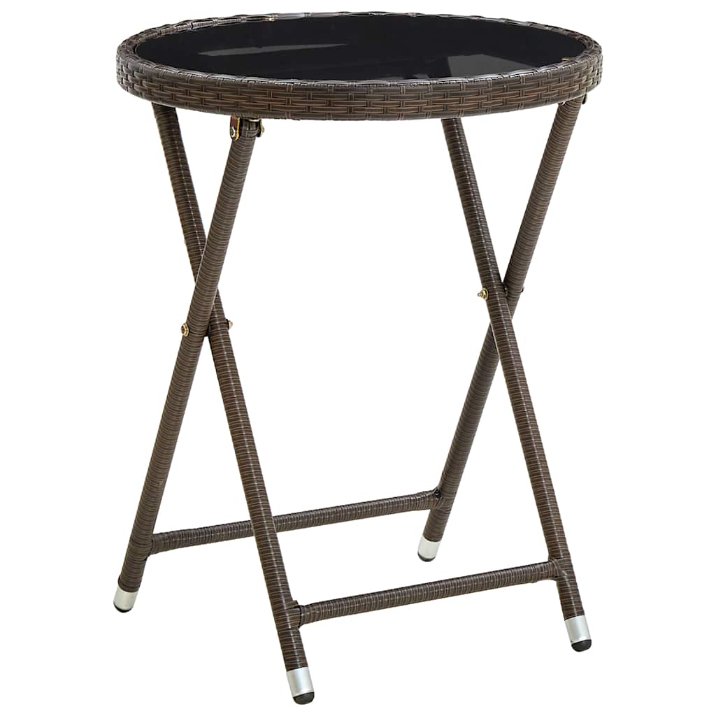 Vidaxl salontafel 60 cm poly rattan en gehard glas bruin