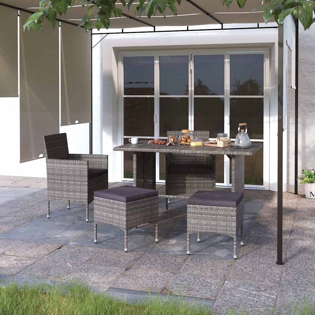 Vidaxl 4-delige tuinstoelen- en voetenbankenset poly rattan grijs