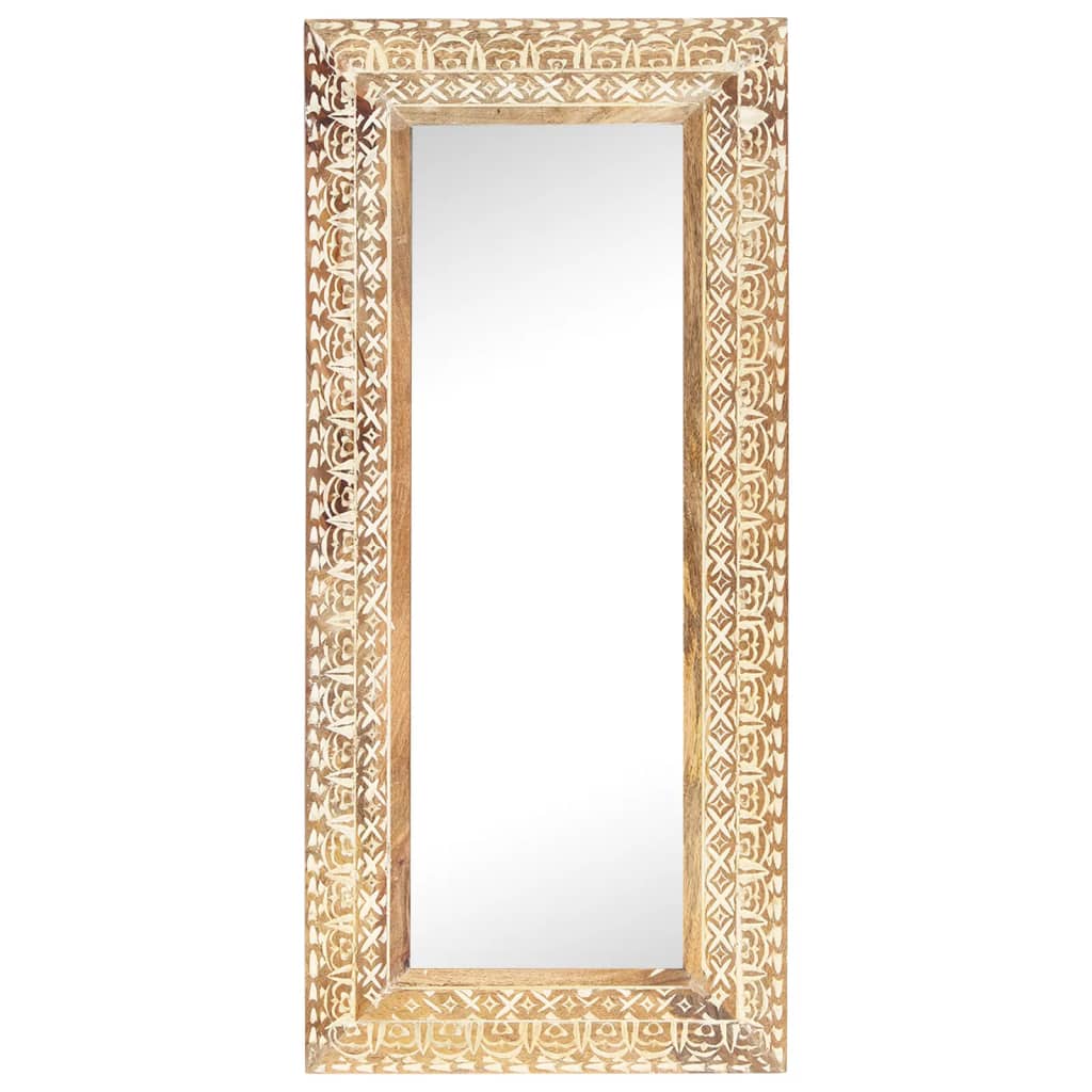 Vidaxx-Spiegel handgeschnitzt 110x50x2,6 cm aus massivem Mangoholz
