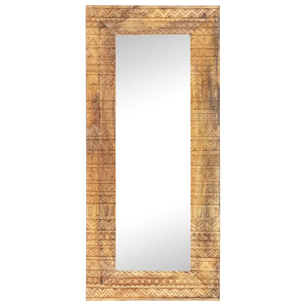 Vidaxx-Spiegel handgeschnitzt 110x50x2,5 cm aus massivem Mangoholz