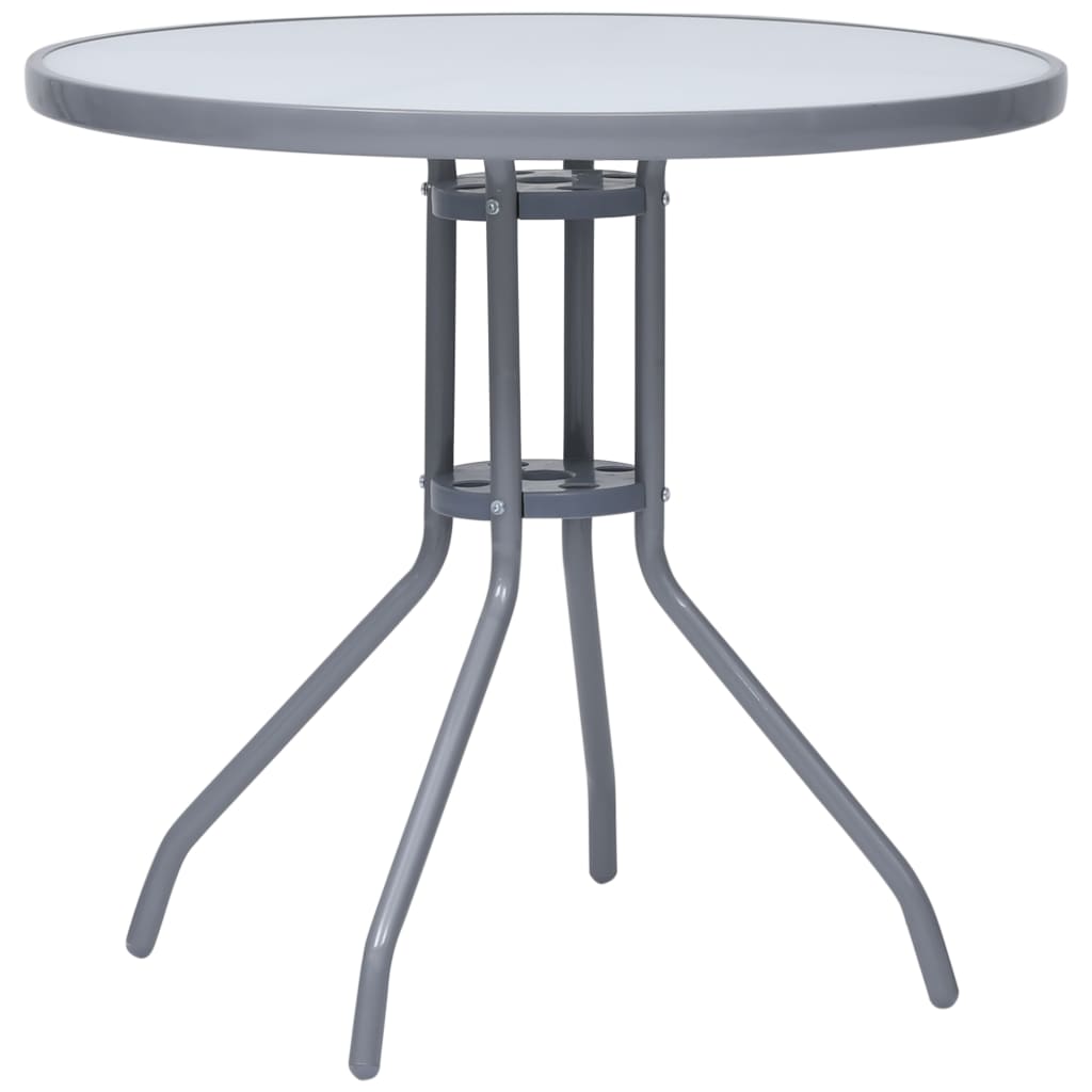 Vidaxl tuintafel 80 cm staal en glas lichtgrijs