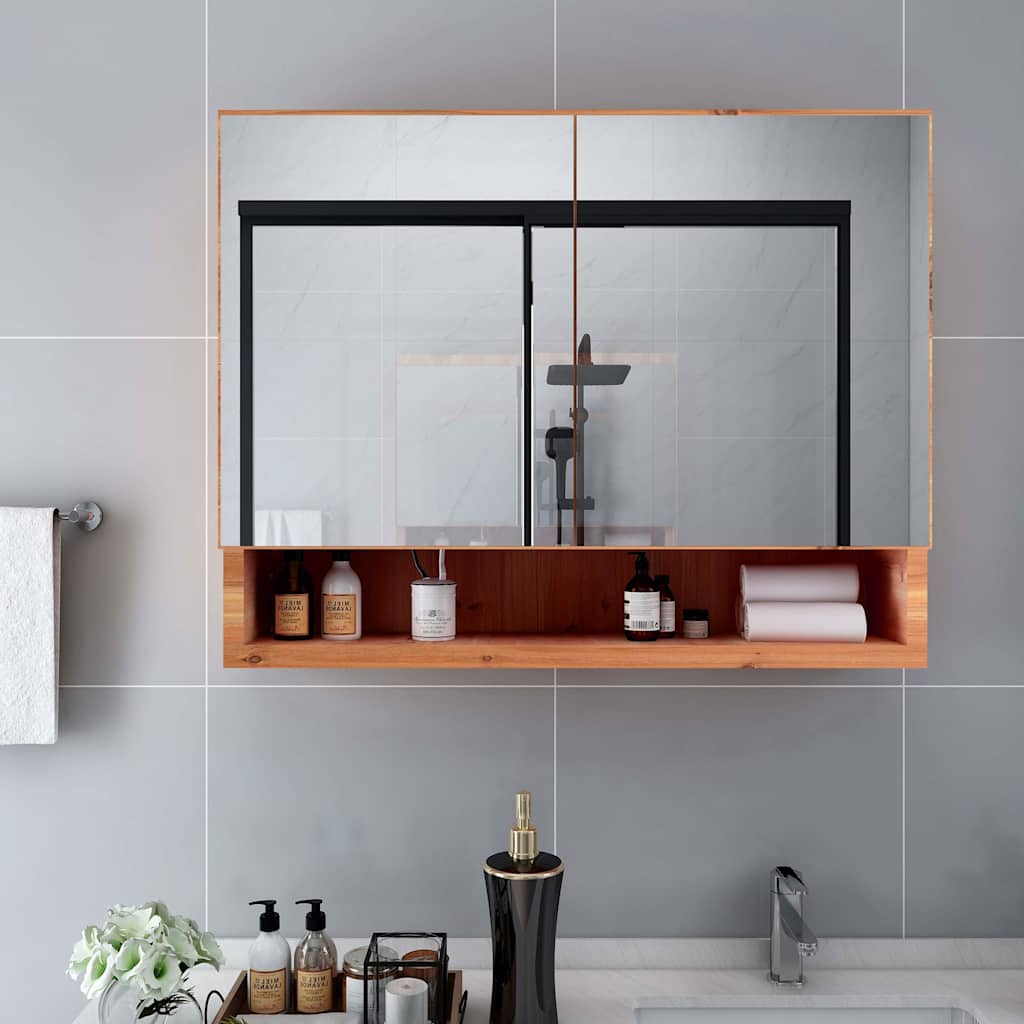 Vidaxl badkamerspiegelkast led 80x15x60 cm mdf eikenkleurig