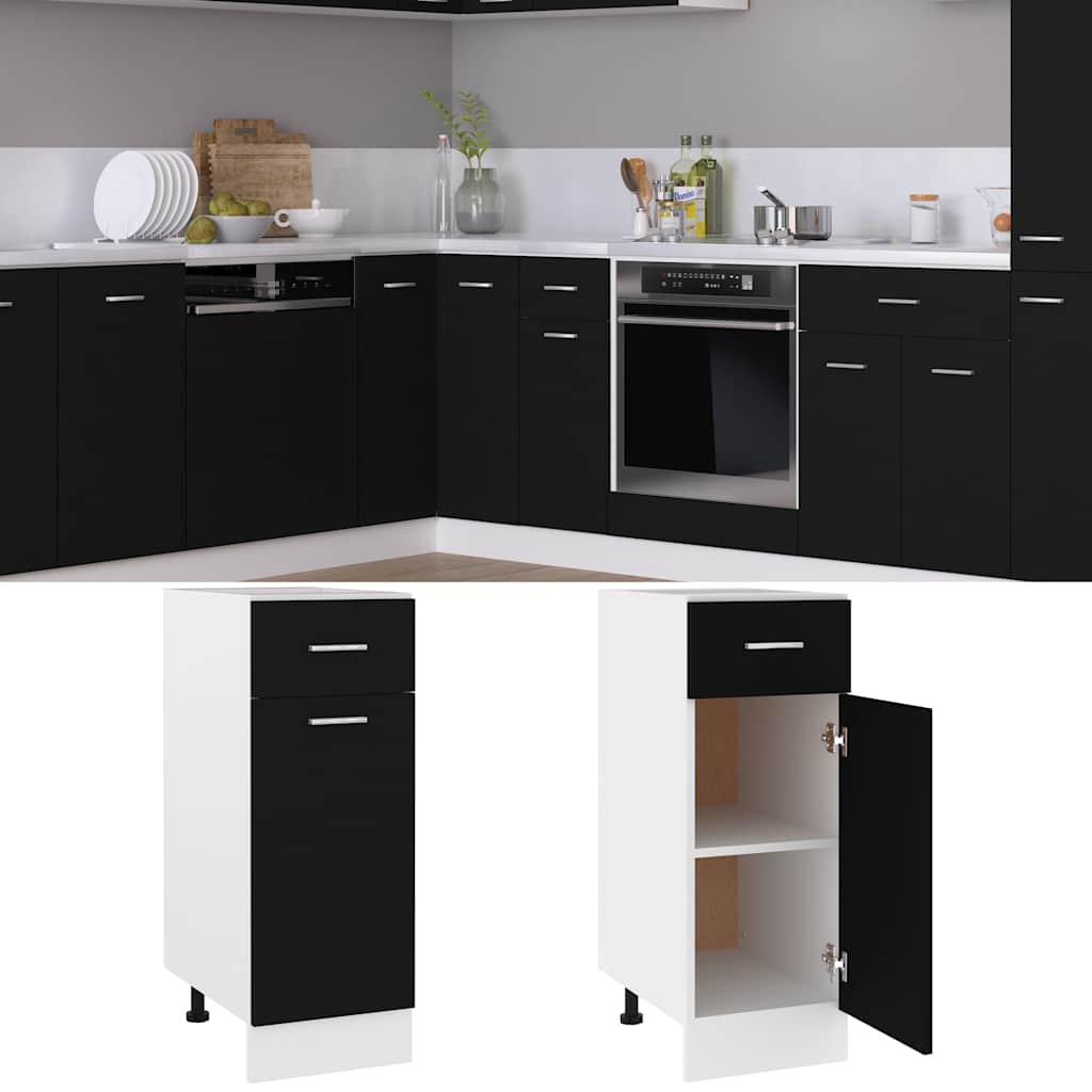 Vidaxl onderkast met lade lyon 30x46x81,5 cm bewerkt hout zwart