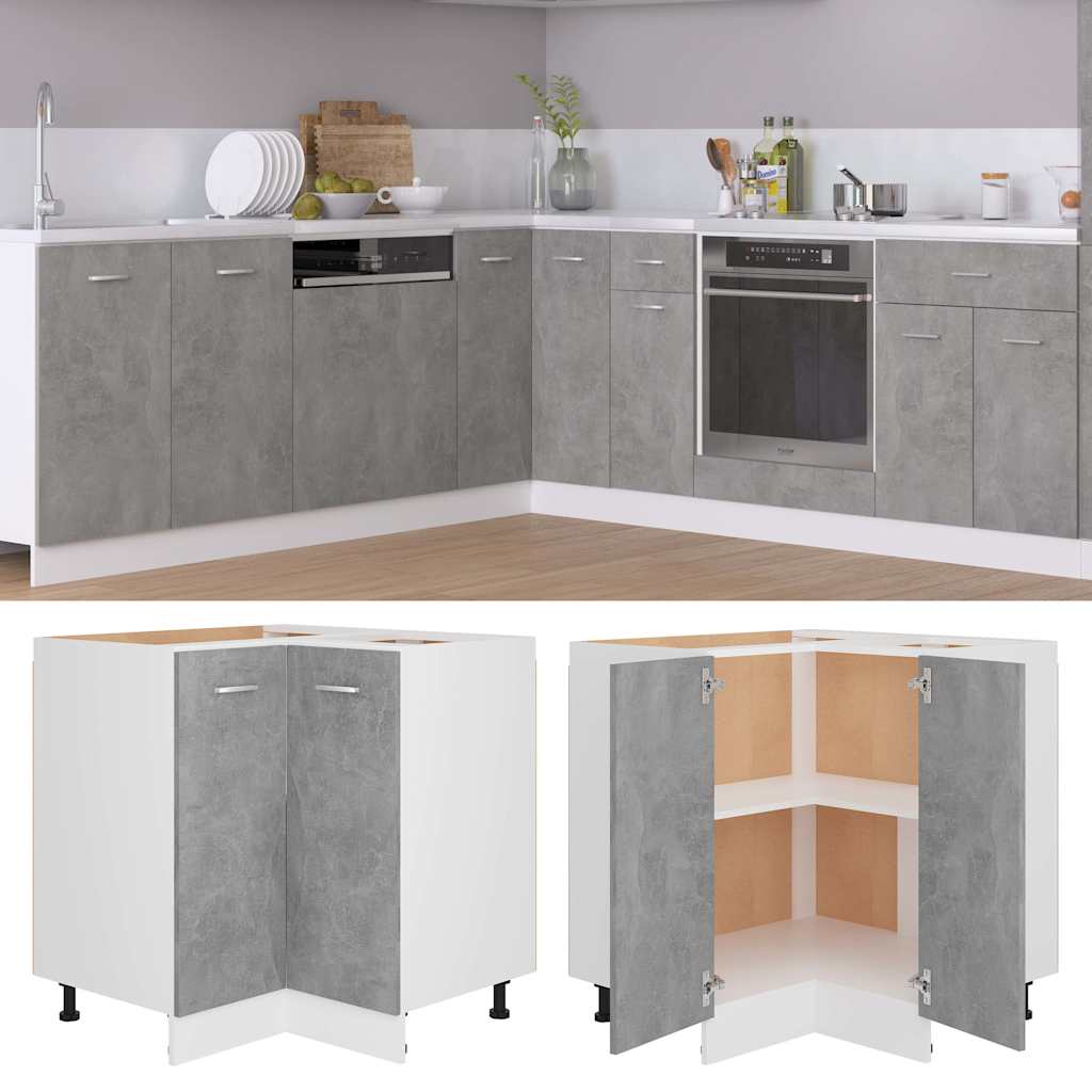 Vidaxl hoekonderkast lyon 75,5x75,5x81,5 cm bewerkt hout betongrijs