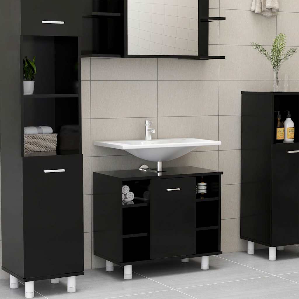 Vidaxl badkamerkast 60x32x53,5 cm bewerkt hout zwart