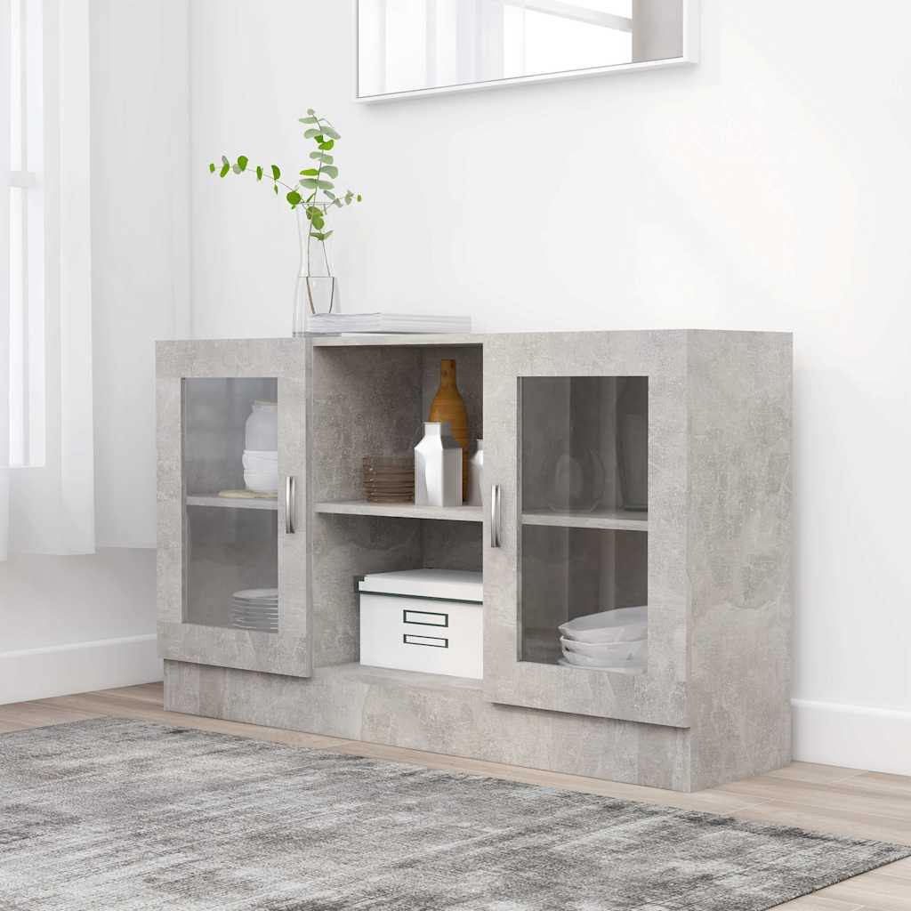 Vidaxl vitrinekast 120x30,5x70 cm bewerkt hout betongrijs