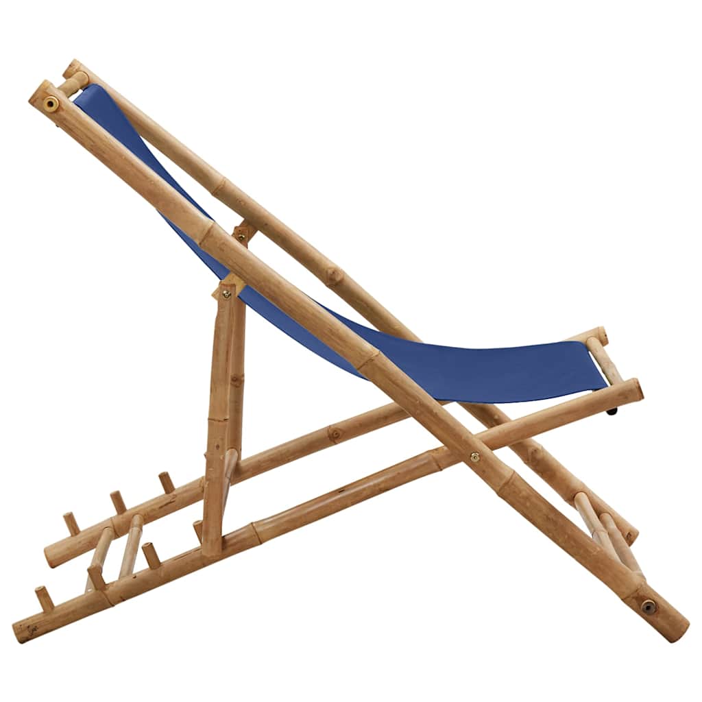 Vidaxl ligstoel bamboe en canvas marineblauw