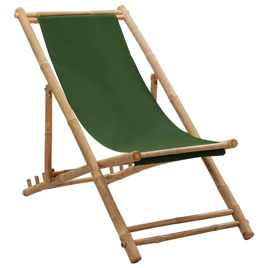 Vidaxl ligstoel bamboe en canvas groen
