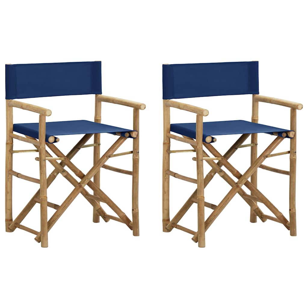 Vidaxl regisseursstoelen 2 st inklapbaar blauw bamboe en stof