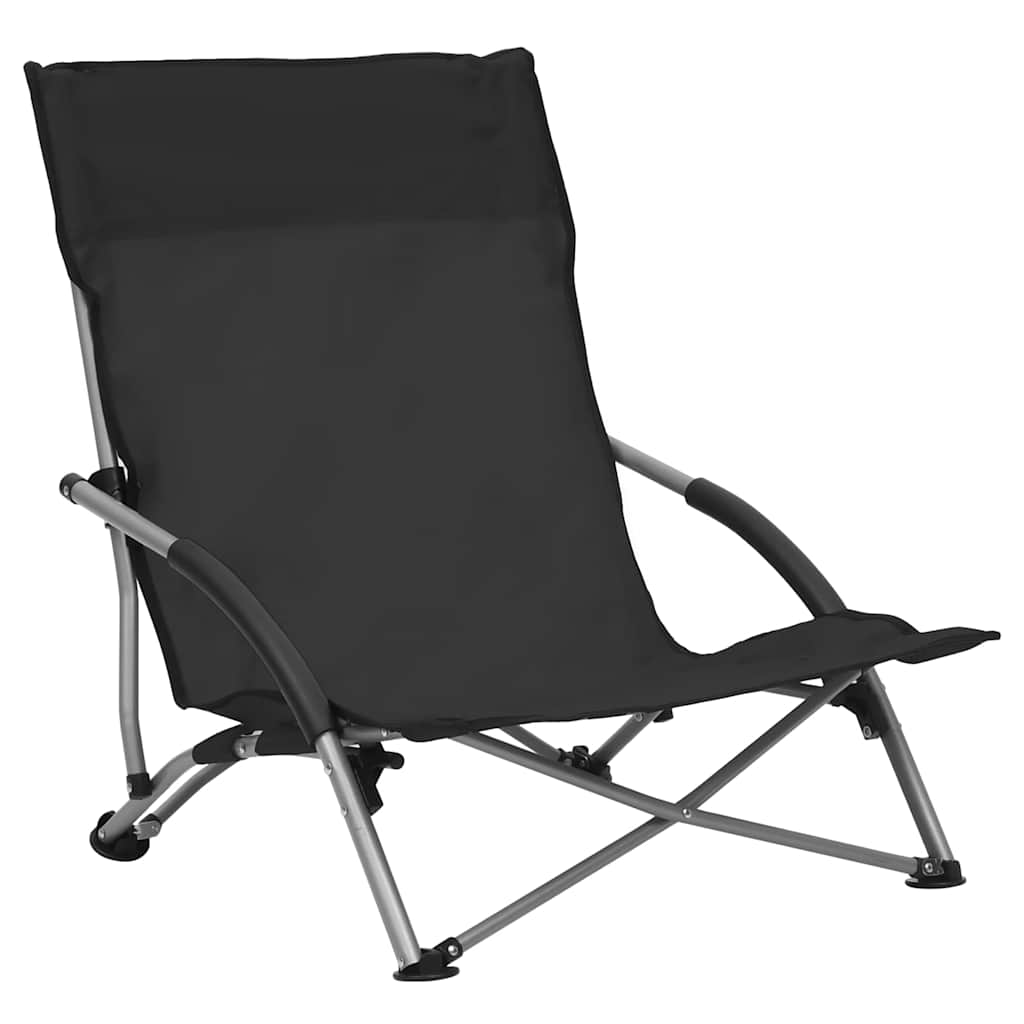 Vidaxl strandstoelen 2 st inklapbaar stof zwart