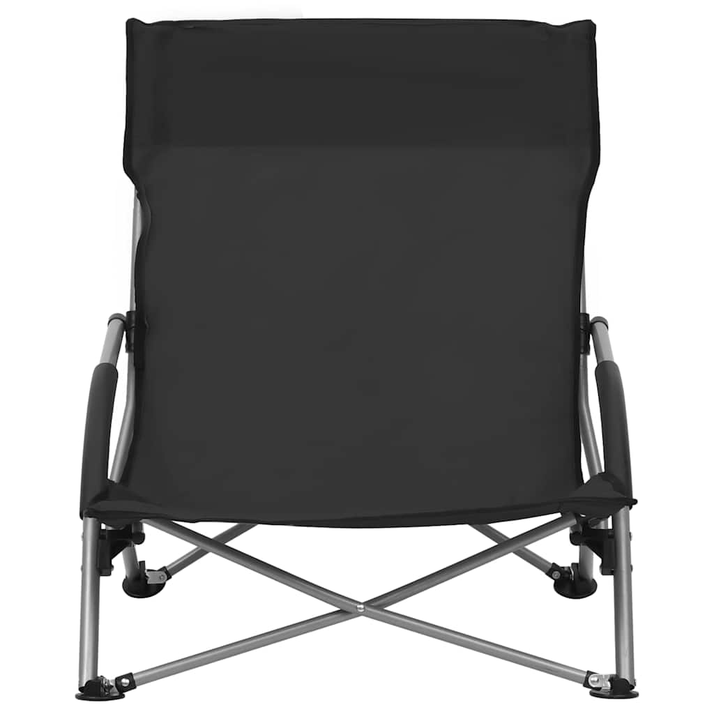 Vidaxl strandstoelen 2 st inklapbaar stof zwart