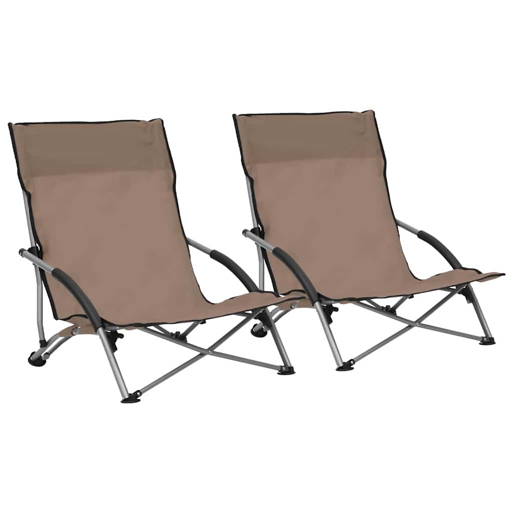 Vidaxl strandstoelen 2 st inklapbaar stof taupe