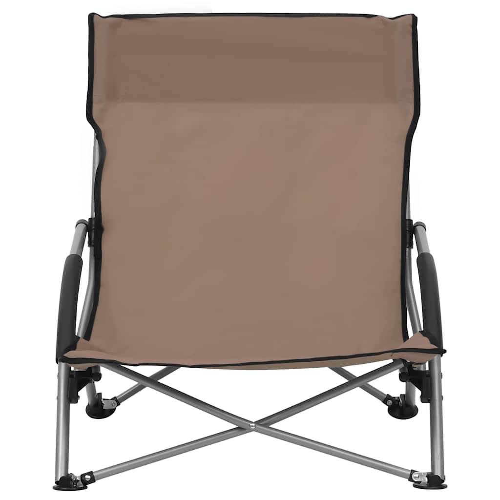 Vidaxl strandstoelen 2 st inklapbaar stof taupe