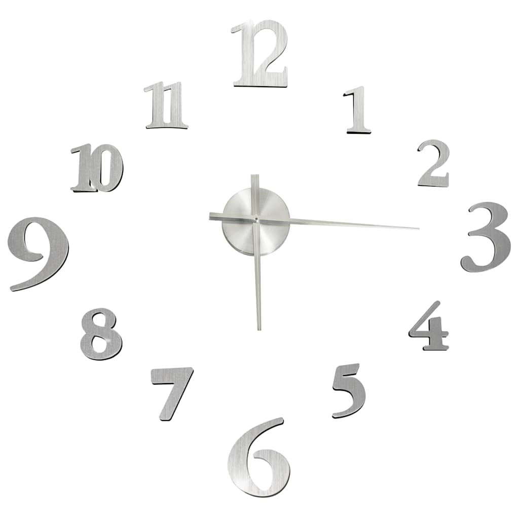 VidaXL 3D-Wanduhr modern XXL 100 cm silberfarben