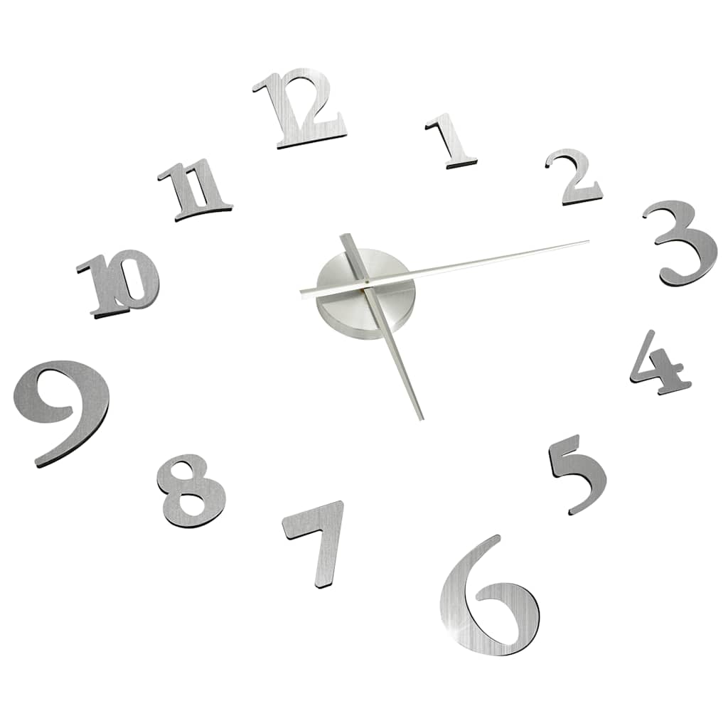 VidaXL 3D-Wanduhr modern XXL 100 cm silberfarben