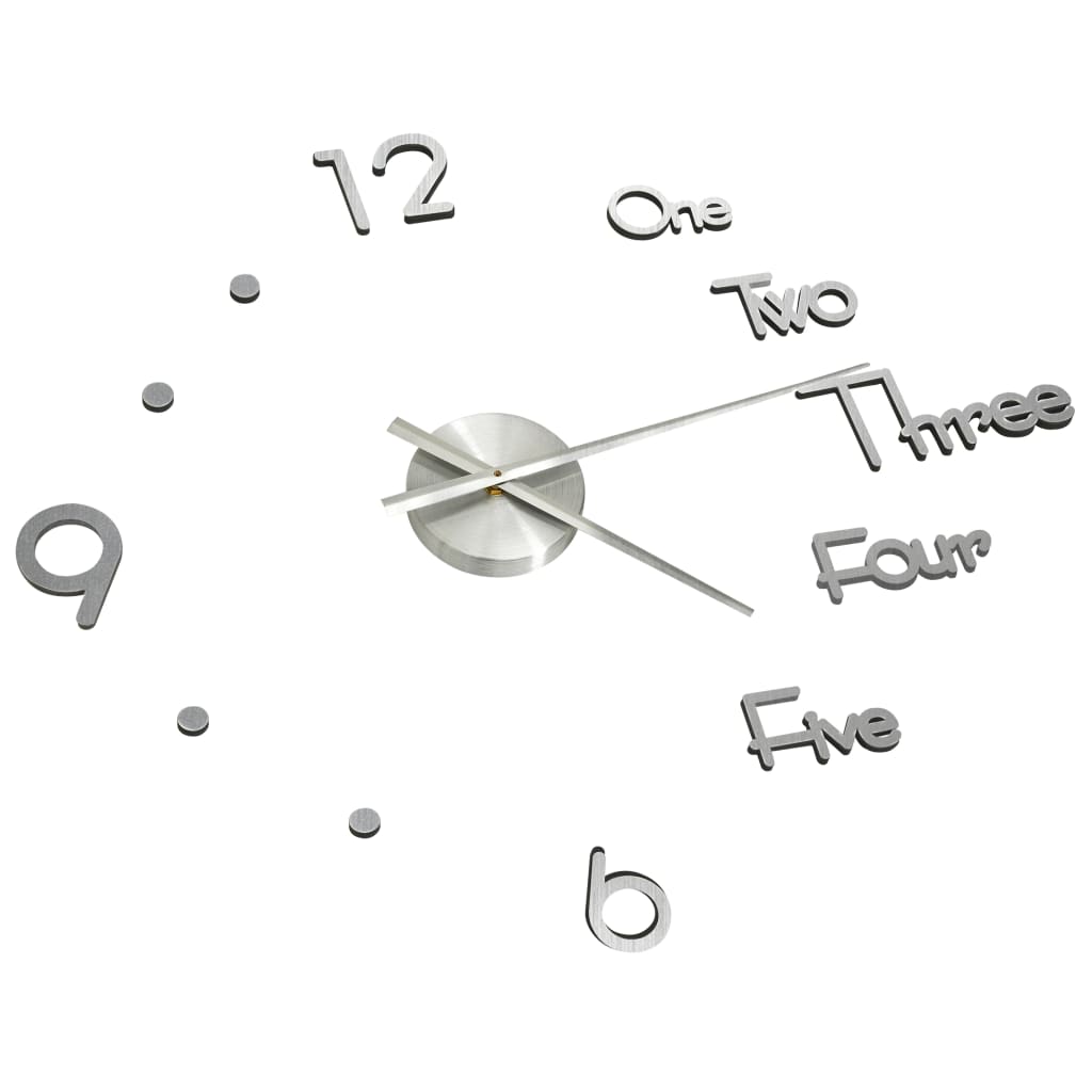 VidaXL 3D-Wanduhr modern XXL 100 cm silberfarben