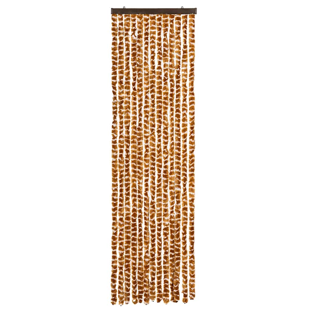 Vidaxl Fly Vorhang 56x185 cm Chenille Ocker und Weiß