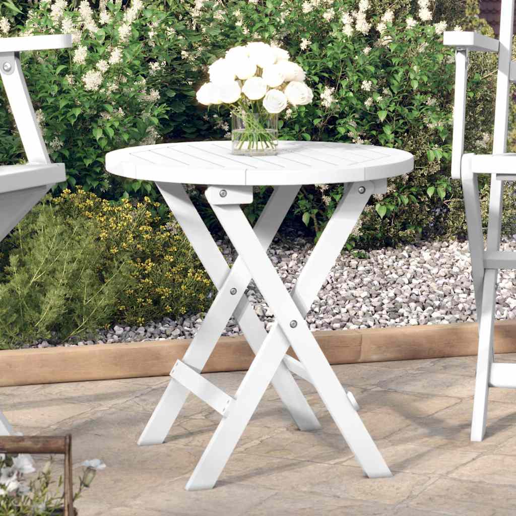 Vidaxl tuintafel inklapbaar ø 46 cm massief acaciahout wit