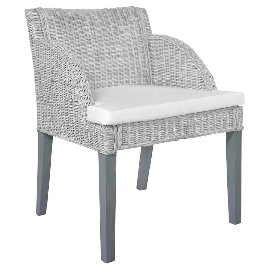 Vidaxl eetkamerstoelen 2 st met kussens natuurlijk rattan grijs
