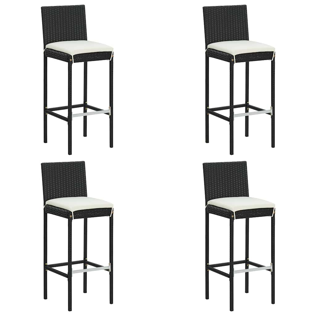 Vidaxl tuinbarkrukken met kussens 4 st poly rattan zwart