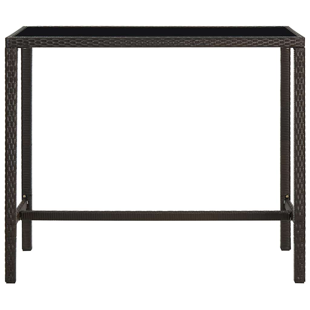Vidaxl tuinbartafel 130x60x110 cm poly rattan en glas bruin