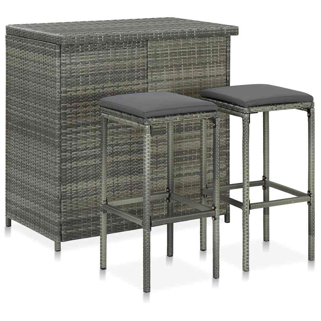 Vidaxl 3-delige barset poly rattan grijs