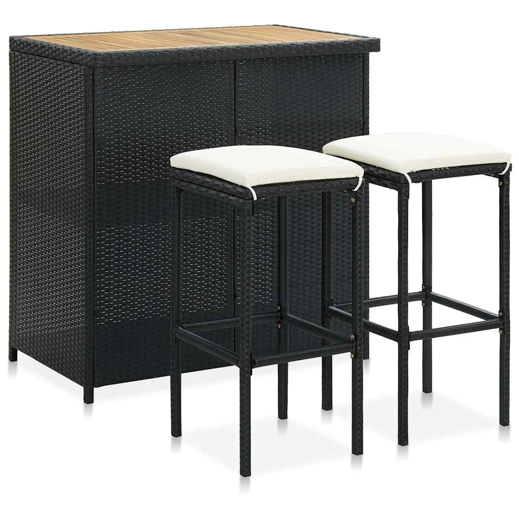 Vidaxl 3-delige barset poly rattan zwart