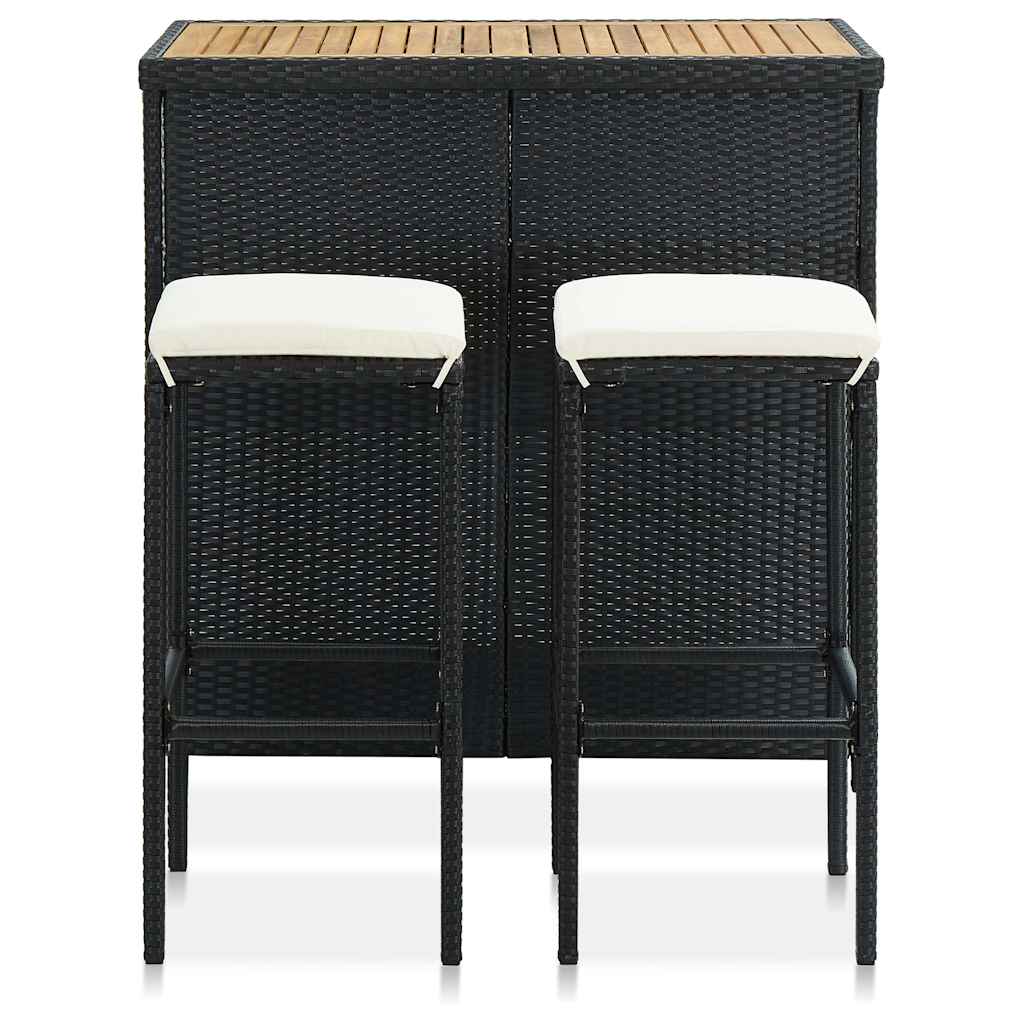 Vidaxl 3-delige barset poly rattan zwart