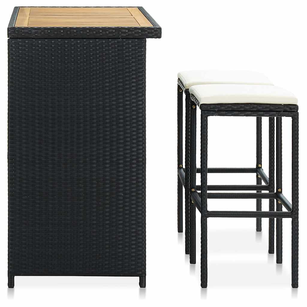 Vidaxl 3-delige barset poly rattan zwart