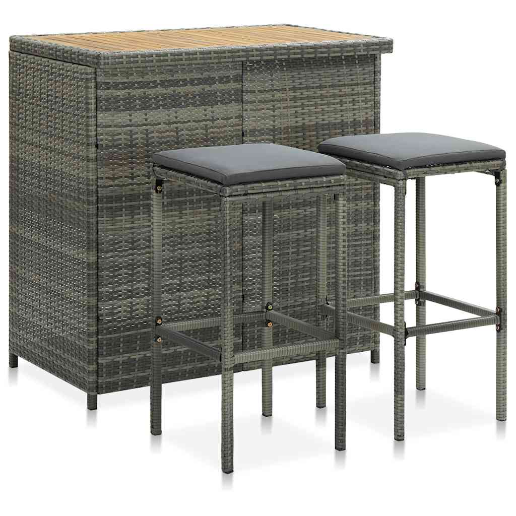 Vidaxl 3-delige barset poly rattan grijs