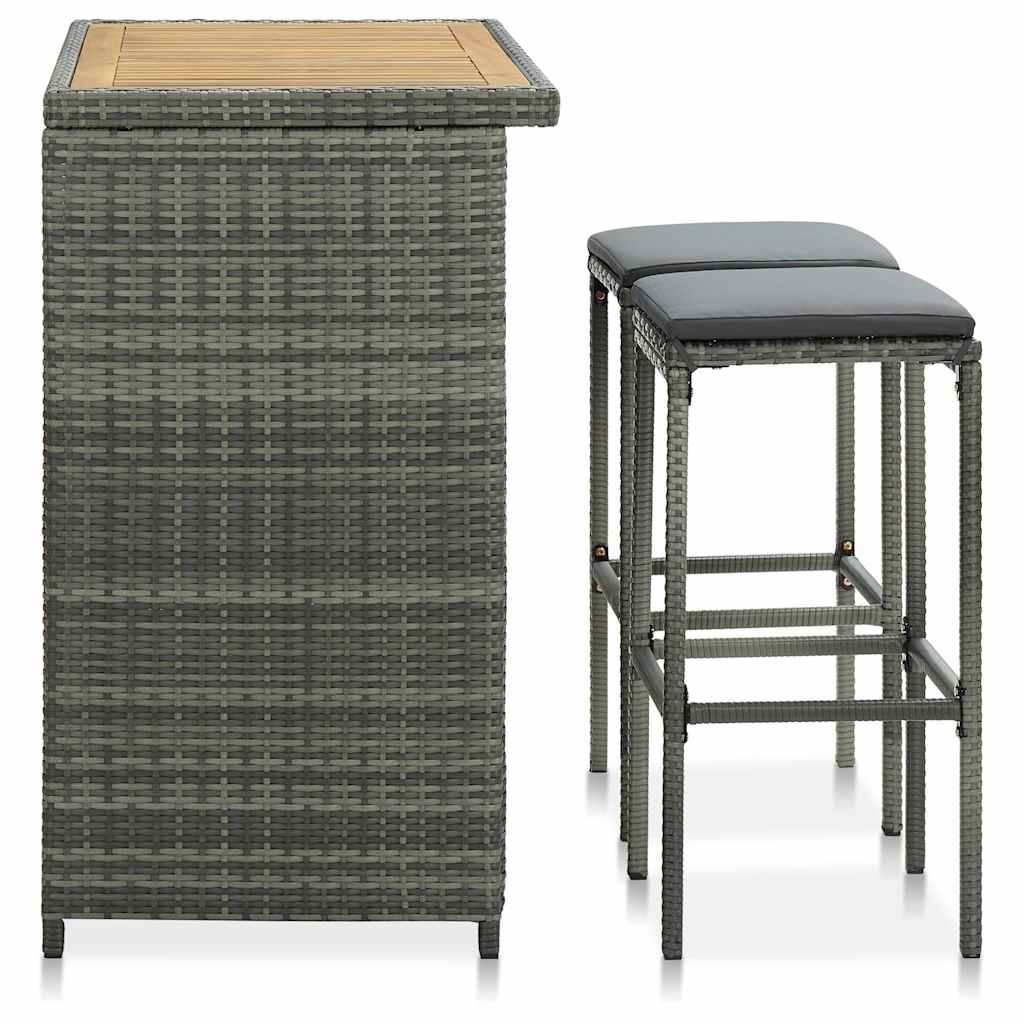 Vidaxl 3-delige barset poly rattan grijs