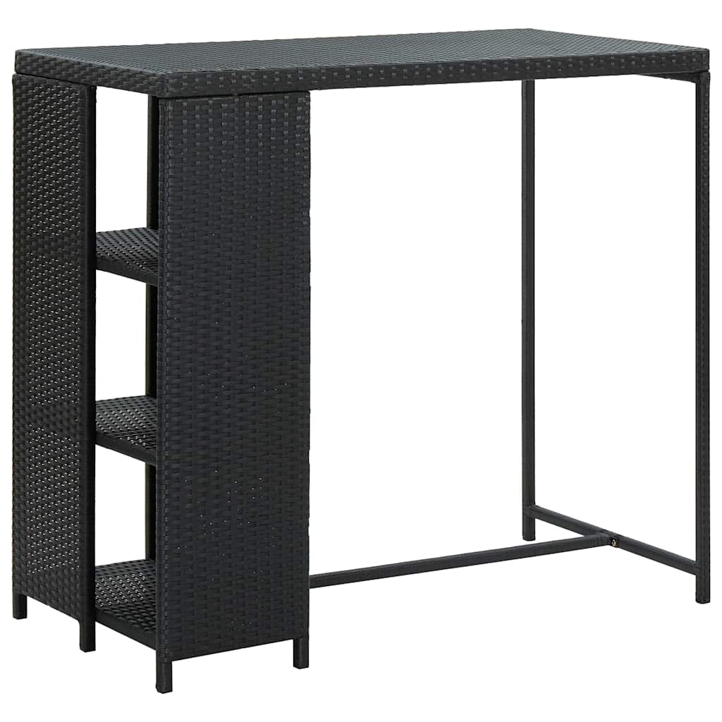 Vidaxl bartafel met opbergrek 120x60x110 cm poly rattan zwart