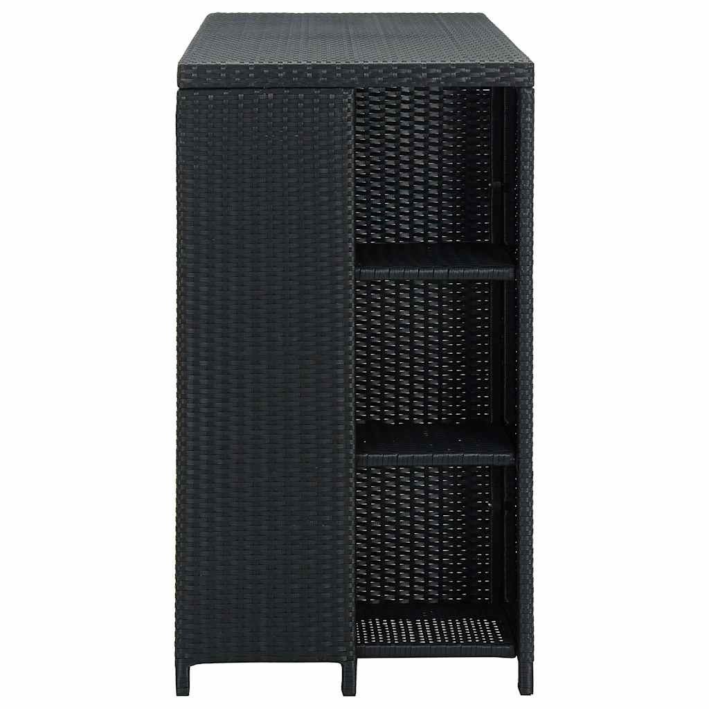 Vidaxl bartafel met opbergrek 120x60x110 cm poly rattan zwart
