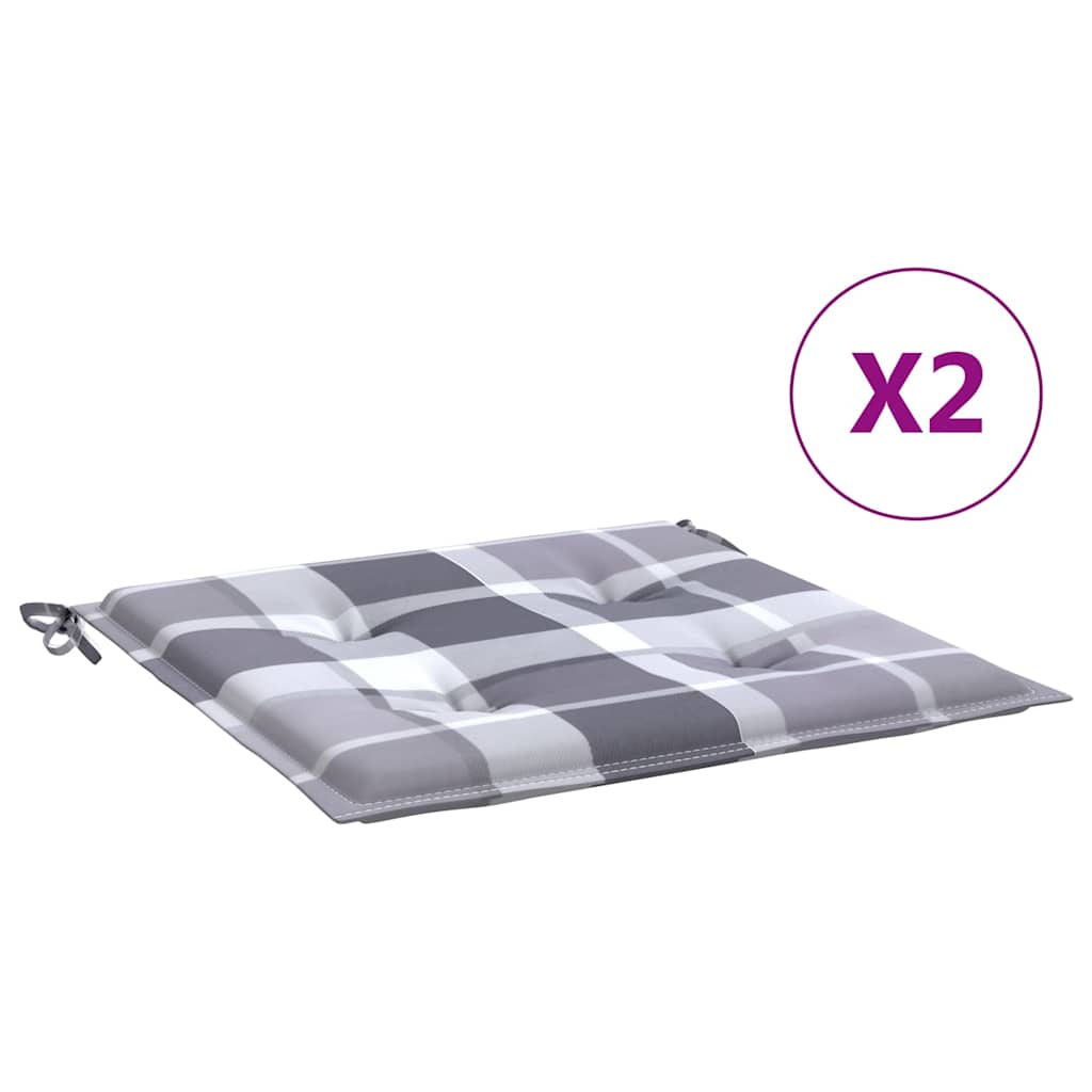 Vidaxl tuinstoelkussens 2 st 40x40x4 cm oxford stof ruitpatroon grijs