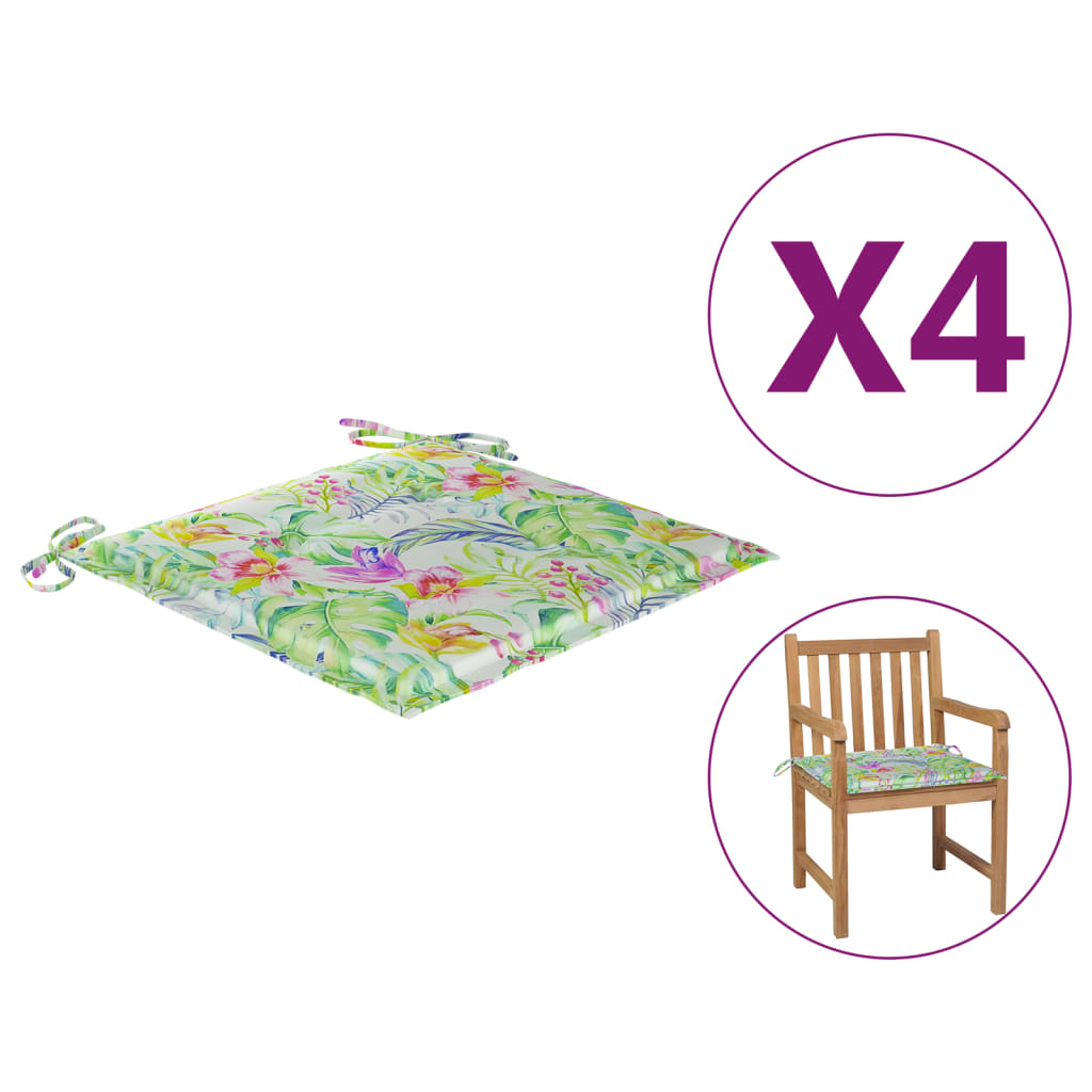 Vidaxl Gartenstuhl Kissen 4 ST 50 x 50 x 3 cm Oxford Stoffblattmuster
