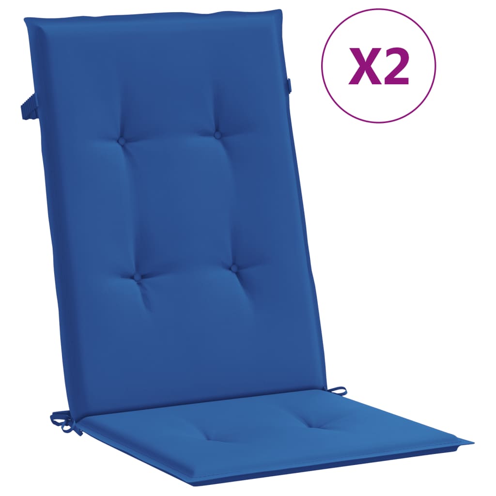 Vidaxl Gartenstuhl Kissen 2 St hoher Rücken 120x50x3 cm Stoff Royal Blue