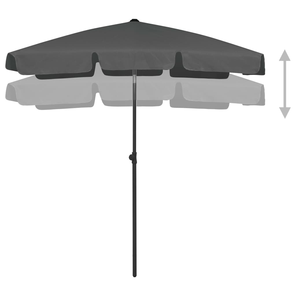 Vidaxl Strandparasol 180x120 cm Anthrazit -ausgelöst