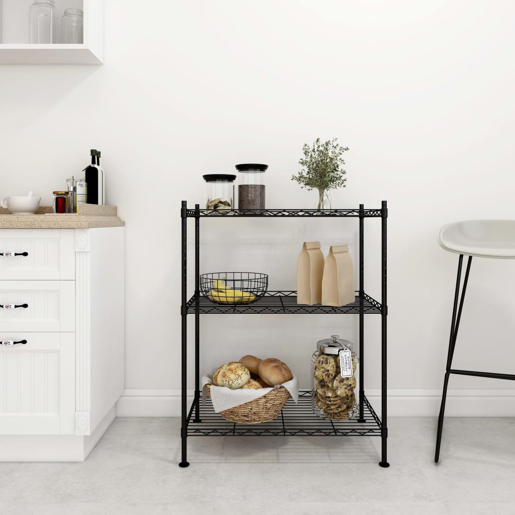 Vidaxx Lagerregal 3-lagig 150 kg 60x35x76 cm schwarz